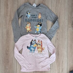 Bluey Graphic Long-Sleeve Tops for Kids - Gray & Light Pink